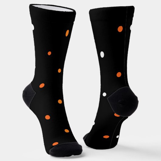 Personalisiert Polka Dog Orange und Black Hallowee Socken (Gewinkelt)