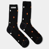 Personalisiert Polka Dog Orange und Black Hallowee Socken (Rechts)