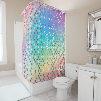 Personalisiert Polka dot Diamant-Muster Regenbogen Duschvorhang