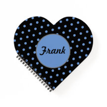 Personalisiert Polka Dot Heart Notebook (schwarz)