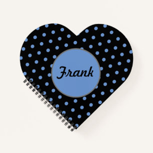 Personalisiert Polka Dot Heart Notebook (schwarz) Notizblock