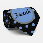 Personalisiert Polka Dot Neck Tie (Black & Baby Bl Krawatte (Gerollt)