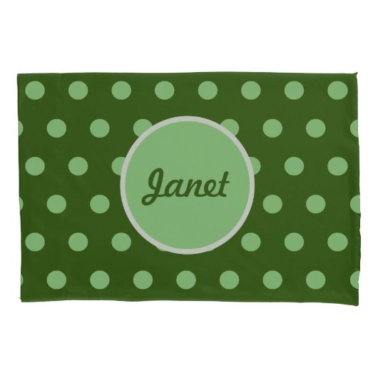 Personalisiert Polka Dot Pillowcase (Hunter Green) Kissenbezug (Vorderseite)