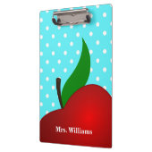 Personalisiert Polka Dot Red Apple Teacher Klemmbrett (Links)