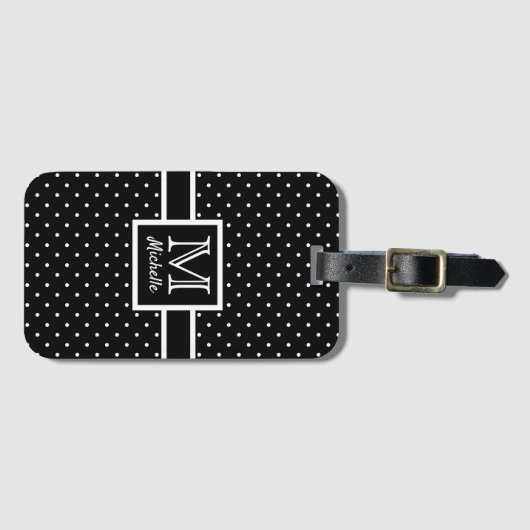 Personalisiert Polka Dot Spotty Monogram Gepäckanhänger (Vorderseite (Horizontal))