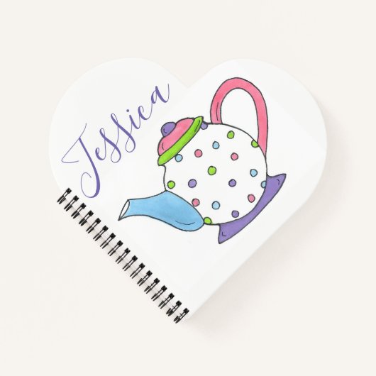 Personalisiert Polka Dot Teapot Tee Tee Tee Party Notizblock (Vorderseite)