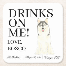 Personalisiert Pomsky Dog Wedding Rechteckiger Pappuntersetzer