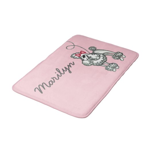 Personalisiert Poodle Bath Mat Badematte (Schrägansicht)