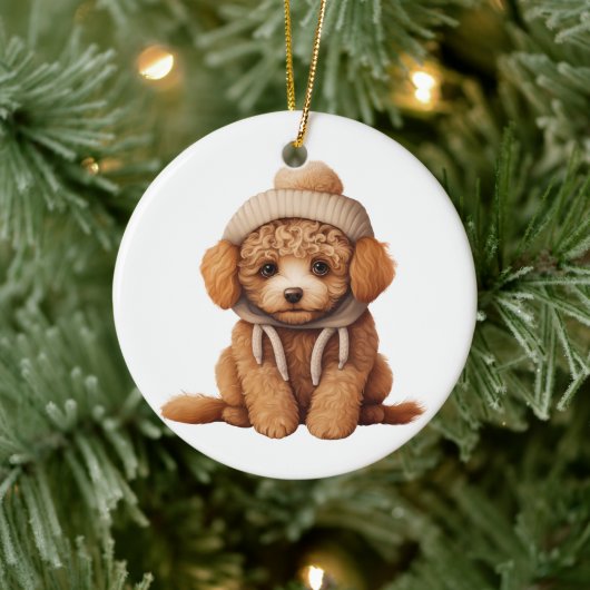 Personalisiert Poodle Dog Art Keramik Ornament (Baum)