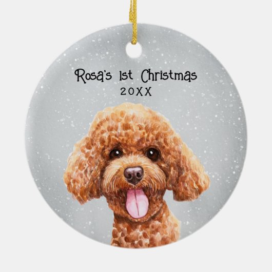Personalisiert Poodle Keramik Ornament (Hinten)