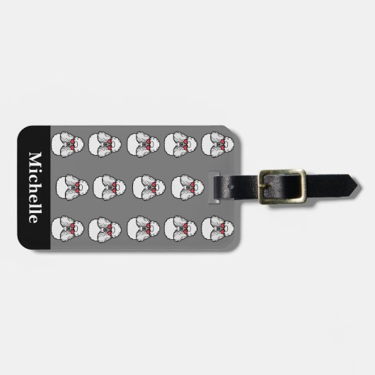 Personalisiert Poodle Pattern Funny Gepäckanhänger (Vorderseite horizontal)