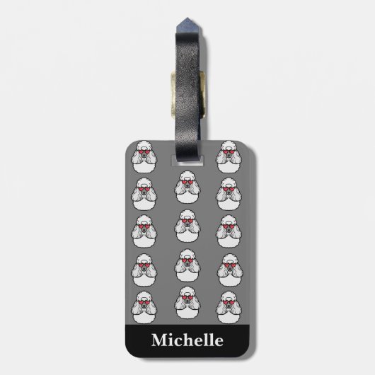 Personalisiert Poodle Pattern Funny Gepäckanhänger (Rückseite vertikal)