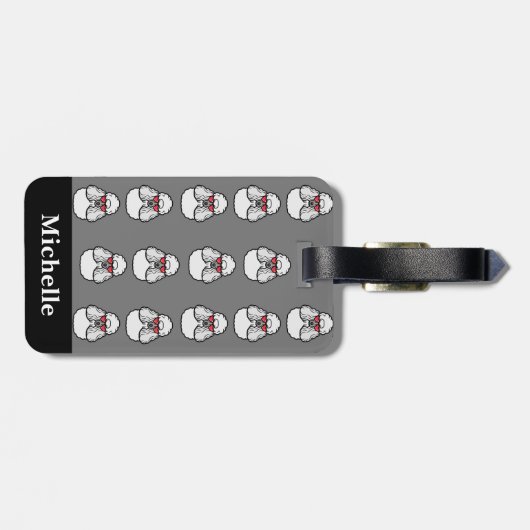 Personalisiert Poodle Pattern Funny Gepäckanhänger (Rückseite horizontal)