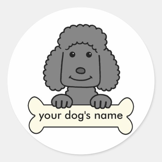 Personalisiert Poodle Runder Aufkleber (Vorderseite)