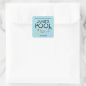 Personalisiert Pool Geburtstagsfeier Sommersymbole Quadratischer Aufkleber (Tasche)