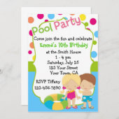 Personalisiert Pool Party Geburtstag individuelle Einladung (Vorne/Hinten)