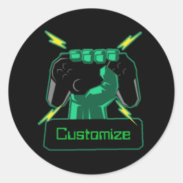 Personalisiert Power Gamer Runder Aufkleber