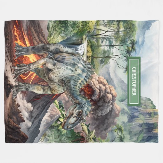 Personalisiert prähistorischer Dinosaurier Blanket Fleecedecke (Vorderseite (Horizontal))