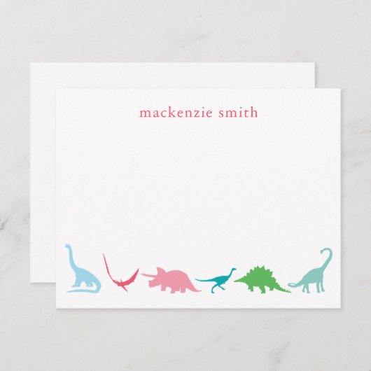 Personalisiert Preppy Dinosaur Vielen Dank, Statio Mitteilungskarte (Vorne/Hinten)
