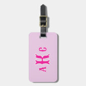Personalisiert Preppy Monogram Pink und Lilac Gepäckanhänger (Vorderseite vertikal)