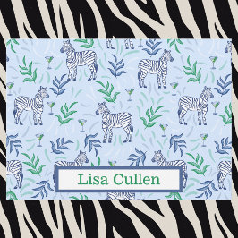 Personalisiert Preppy Zebras & Martinis Blue Dankeskarte