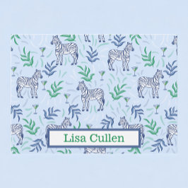 Personalisiert Preppy Zebras & Martinis Blue Dankeskarte
