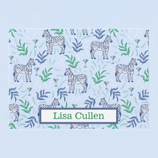 Personalisiert Preppy Zebras & Martinis Blue Dankeskarte