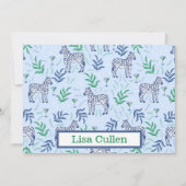 Personalisiert Preppy Zebras & Martinis Blue Dankeskarte (Vorderseite)