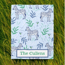 Personalisiert Preppy Zebras & Martinis Blue