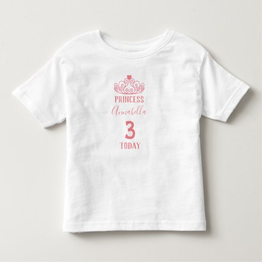 Personalisiert Princess Birthday Kleinkind T-shirt (Vorderseite)