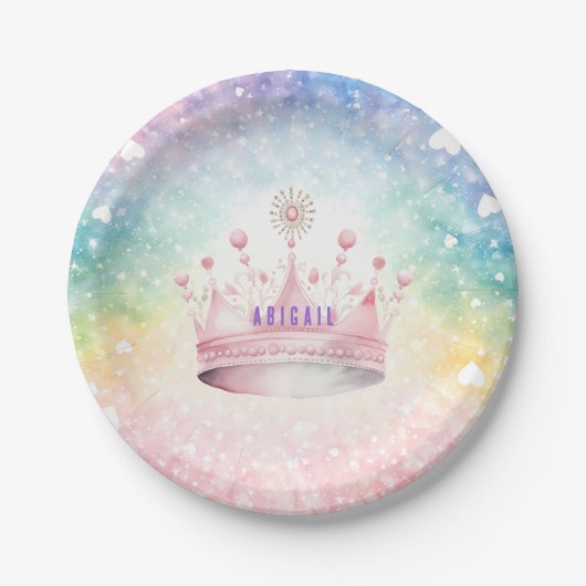 Personalisiert Princess Tiara Birthday Pappteller (Vorderseite)