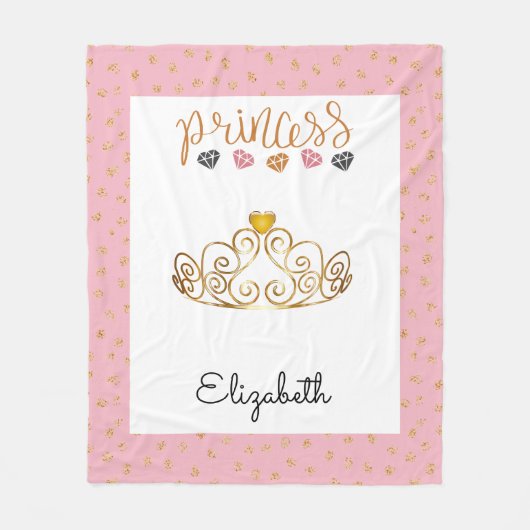 Personalisiert Princess Tiara Fleecedecke (Vorderseite)