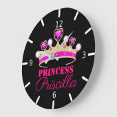 Personalisiert Princess Tiara Große Wanduhr (Winkel)