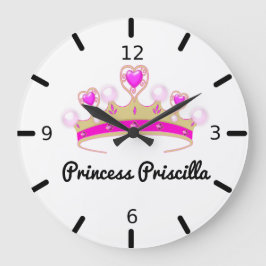 Personalisiert Princess Tiara Große Wanduhr