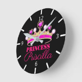 Personalisiert Princess Tiara Runde Wanduhr (Winkel)