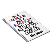 Personalisiert Principal Red Black Superhero Notizblock (Rechte Seite)