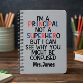 Personalisiert Principal Red Black Superhero Notizblock