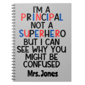 Personalisiert Principal Red Black Superhero Notizblock (Vorderseite)
