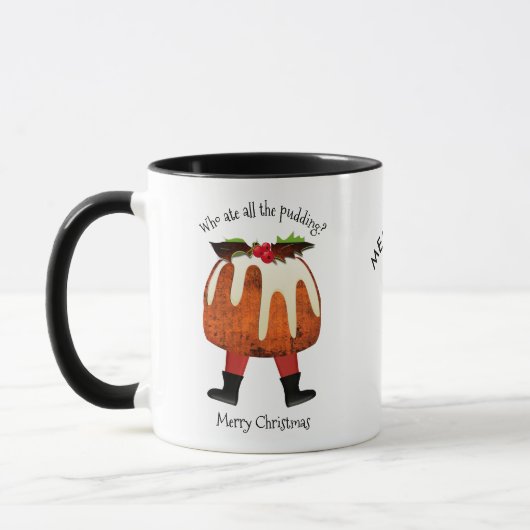Personalisiert Pudding Frohe Weihnachtsmonogramm Tasse (Links)