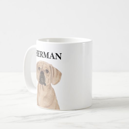 Personalisiert Puggle Kaffeetasse (Vorderseite Links)