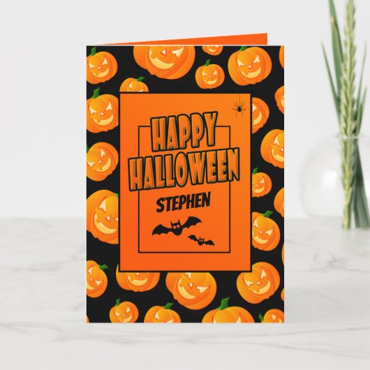 Personalisiert | Pumpkin Happy Halloween Greetings Karte (Vorderseite)