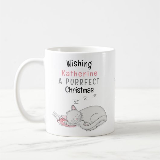 Personalisiert Purfect Weihnachts-Cat-Tasse Kaffeetasse (Links)