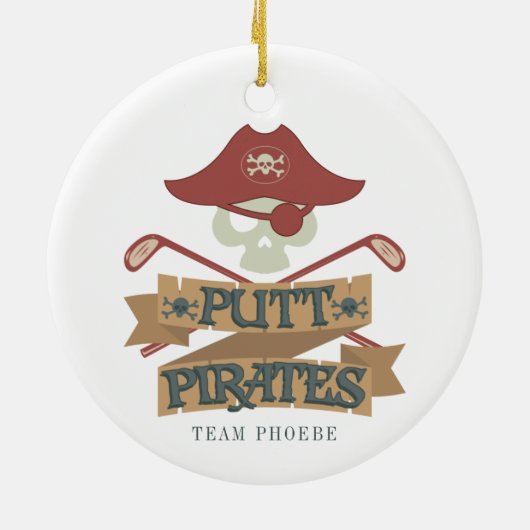 Personalisiert Putt Pirates Golfing Hobby Keramik Ornament (Hinten)