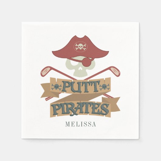 Personalisiert Putt Pirates Golfing Hobby Paper Na Serviette (Vorderseite)