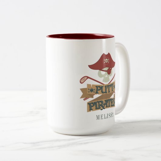Personalisiert Putt Pirates Golfing Hobby Zweifarbige Tasse (VorderseiteRechts)