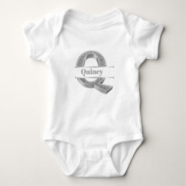 Personalisiert Q Erste Silver Monogramm Ihr Name Baby Strampler