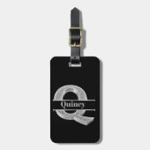 Personalisiert Q Erste Silver Monogramm Ihr Name Gepäckanhänger (Vorderseite vertikal)