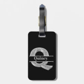 Personalisiert Q Erste Silver Monogramm Ihr Name Gepäckanhänger (Rückseite vertikal)