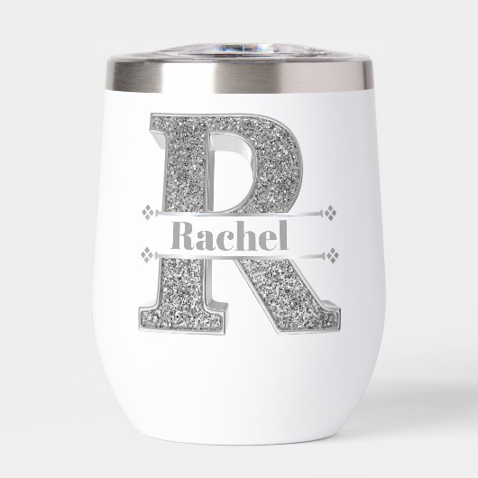 Personalisiert R Initial Silver Monogram Ihr Name (Vorderseite)