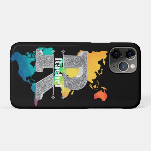 Personalisiert R Initial Silver Monogram Ihr Name Case-Mate iPhone Hülle (Rückseite (Horizontal))